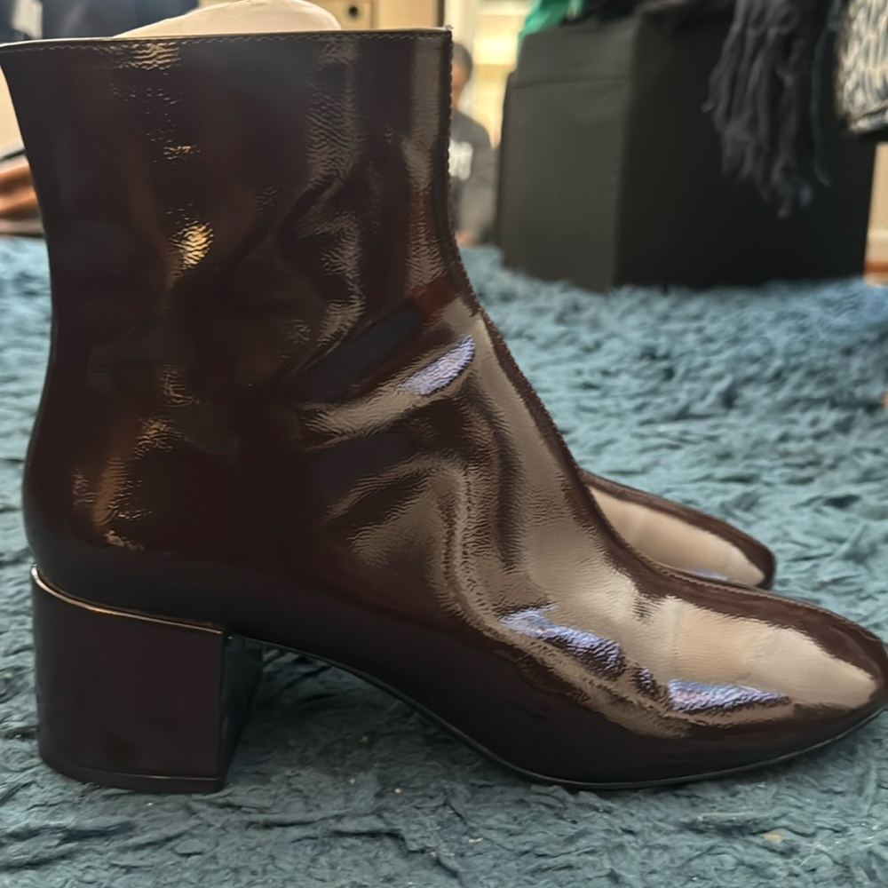 Brand new w/tags burgandy patent leather bootie